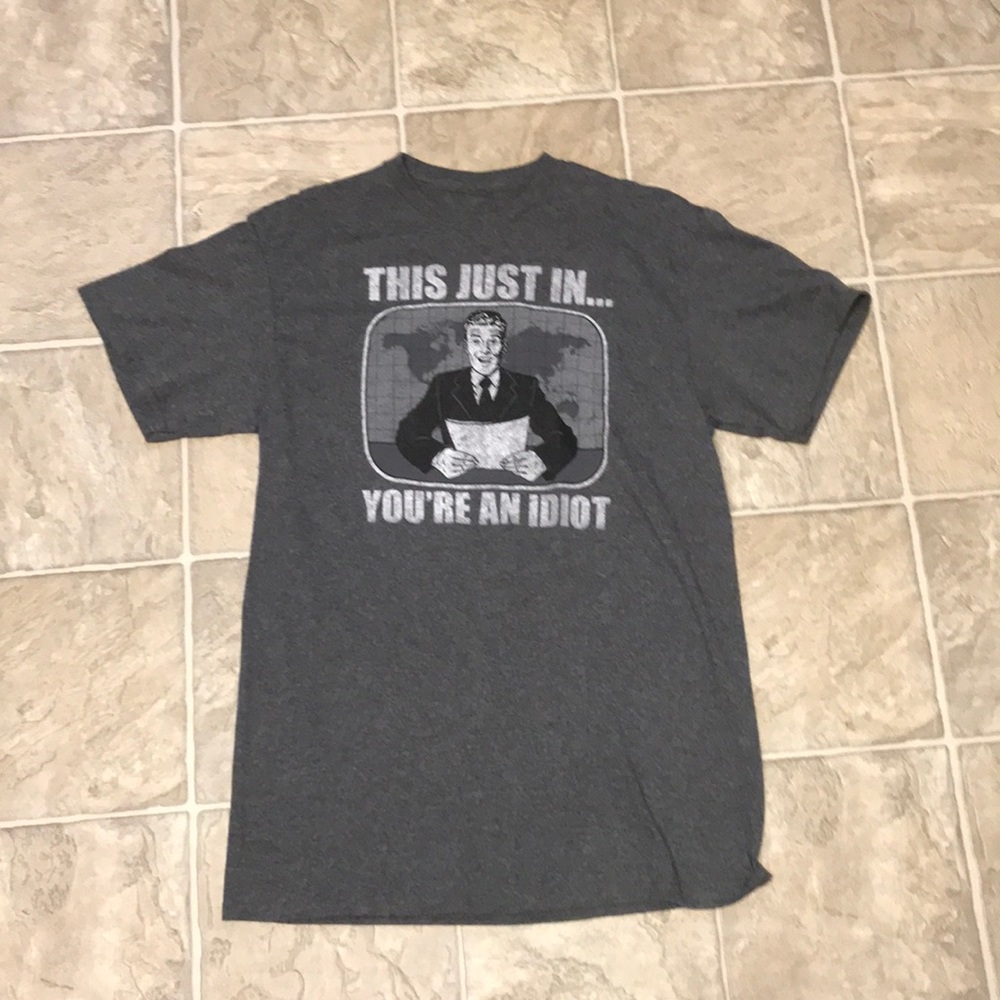 Grey short sleeve funny shirt